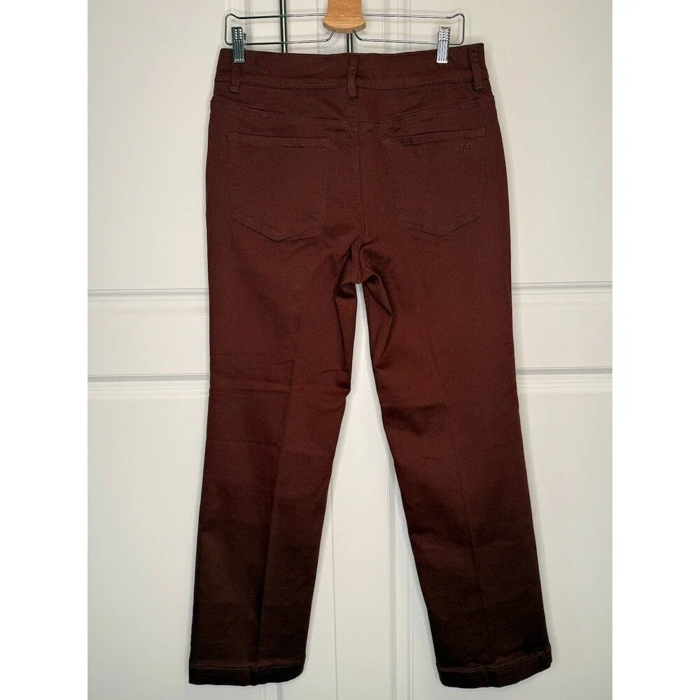 DG2 Diane Gilman Classic Stretch Denim Straight Leg Jeans Cocoa Brown Womens 12